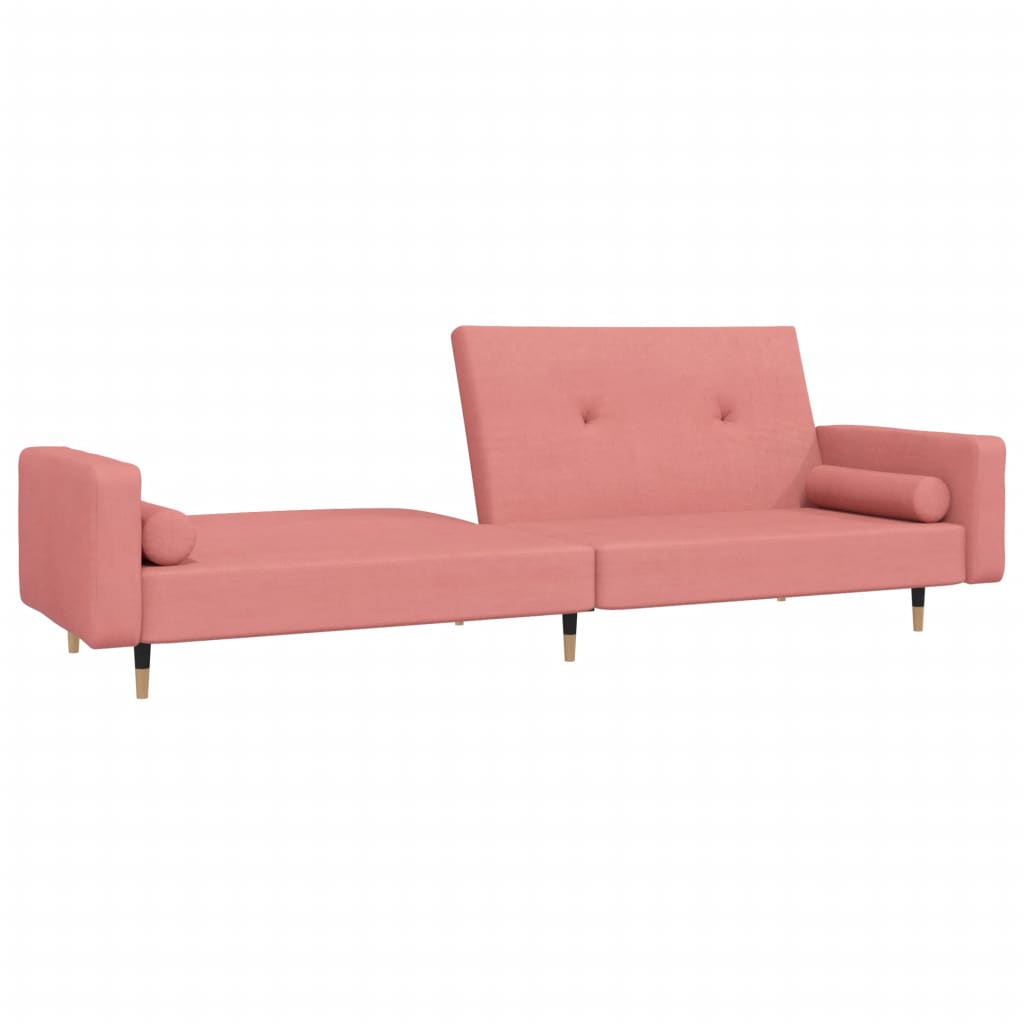 Schlafsofa 2-Sitzer mit 2 Kissen Rosa Samt