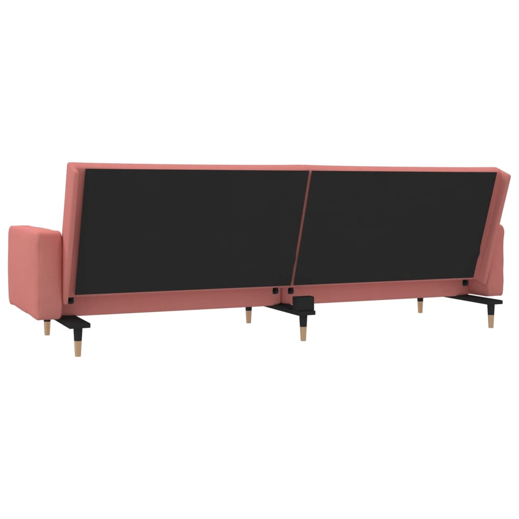Schlafsofa 2-Sitzer mit 2 Kissen Rosa Samt
