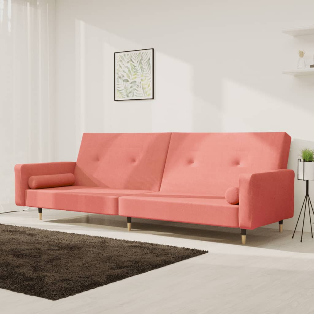 Schlafsofa 2-Sitzer mit 2 Kissen Rosa Samt