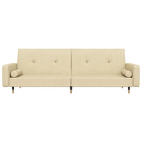 Thumbnail for Schlafsofa 2-Sitzer mit 2 Kissen Creme Samt