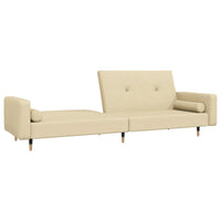 Thumbnail for Schlafsofa 2-Sitzer mit 2 Kissen Creme Samt
