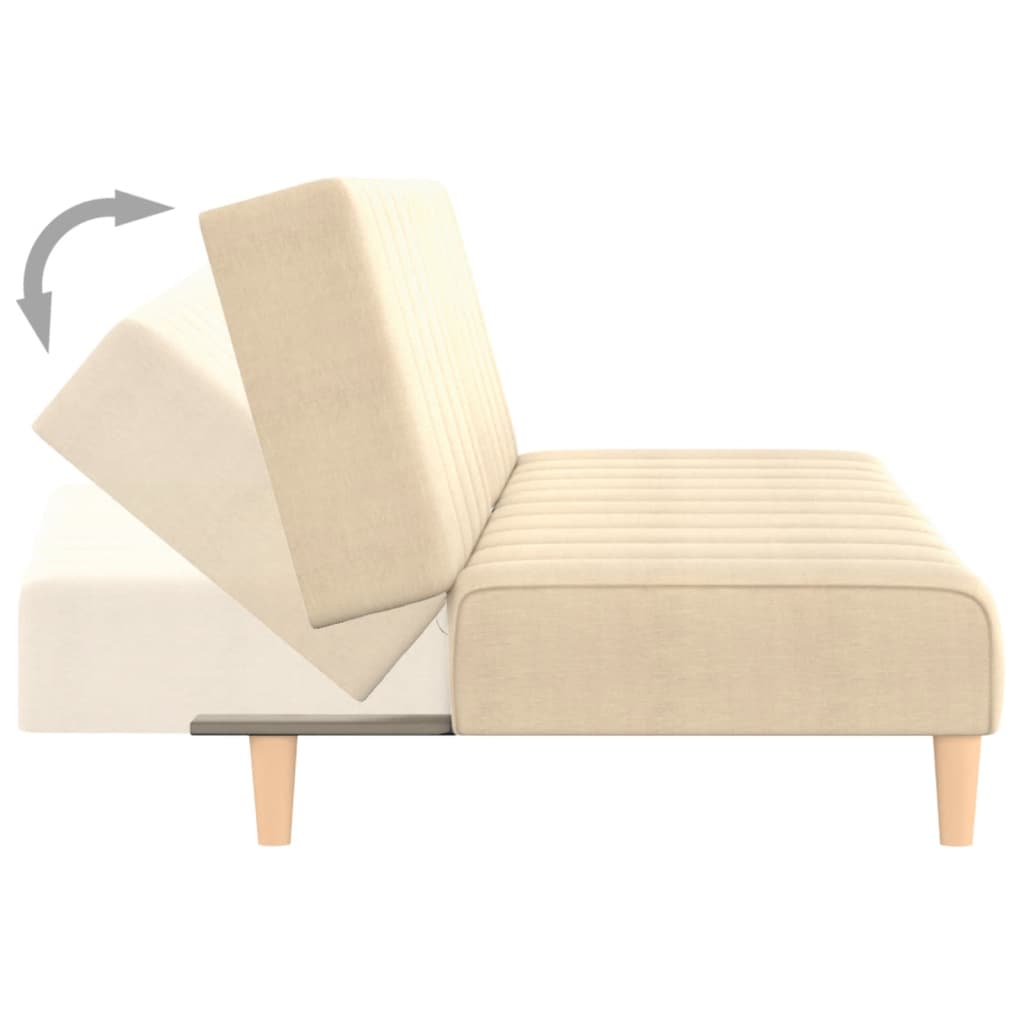 Schlafsofa 2-Sitzer Creme Stoff
