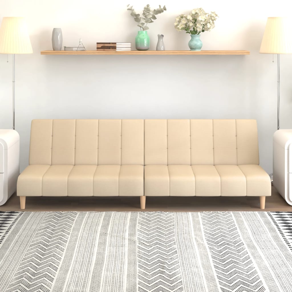 Schlafsofa 2-Sitzer Creme Stoff