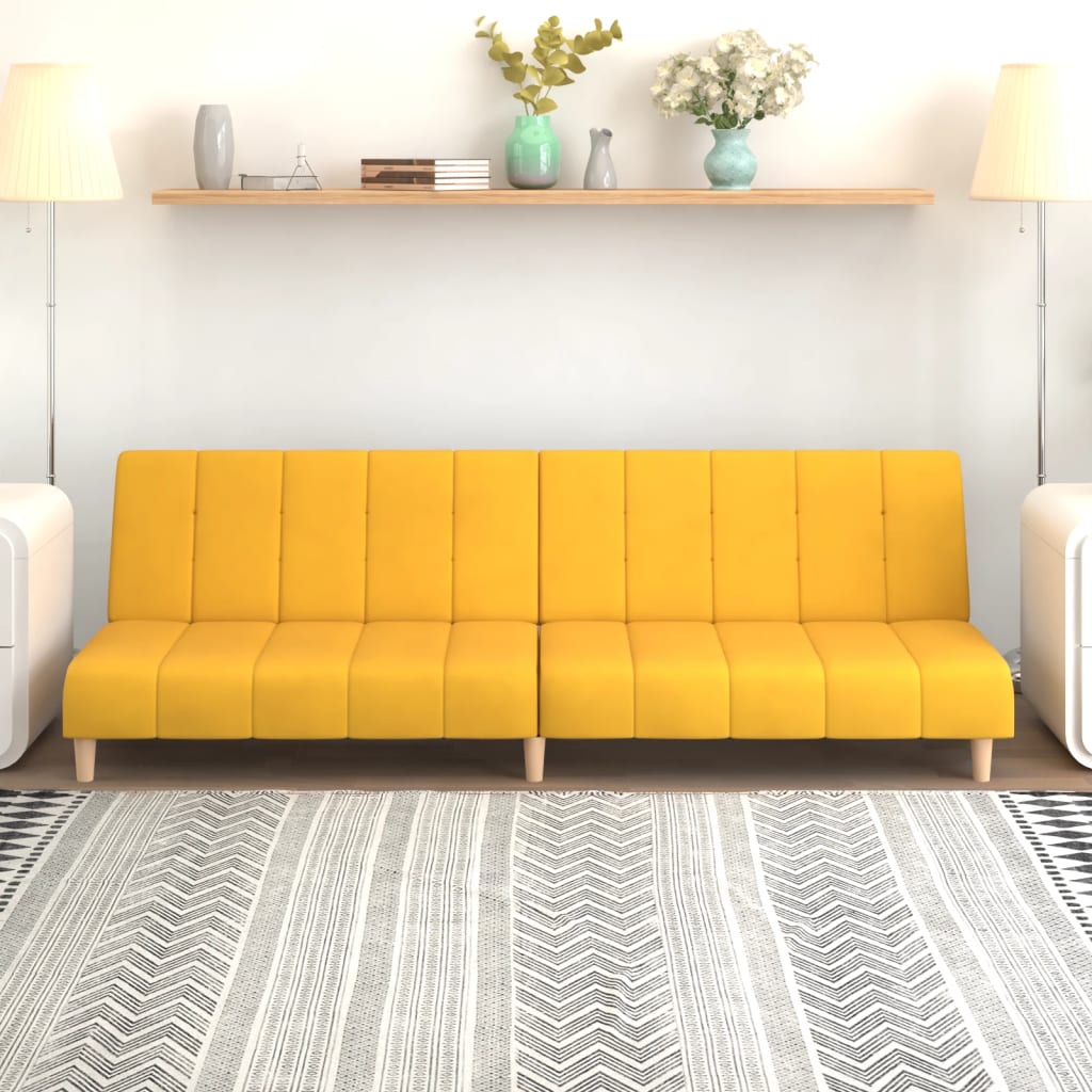 Schlafsofa 2-Sitzer Gelb Stoff