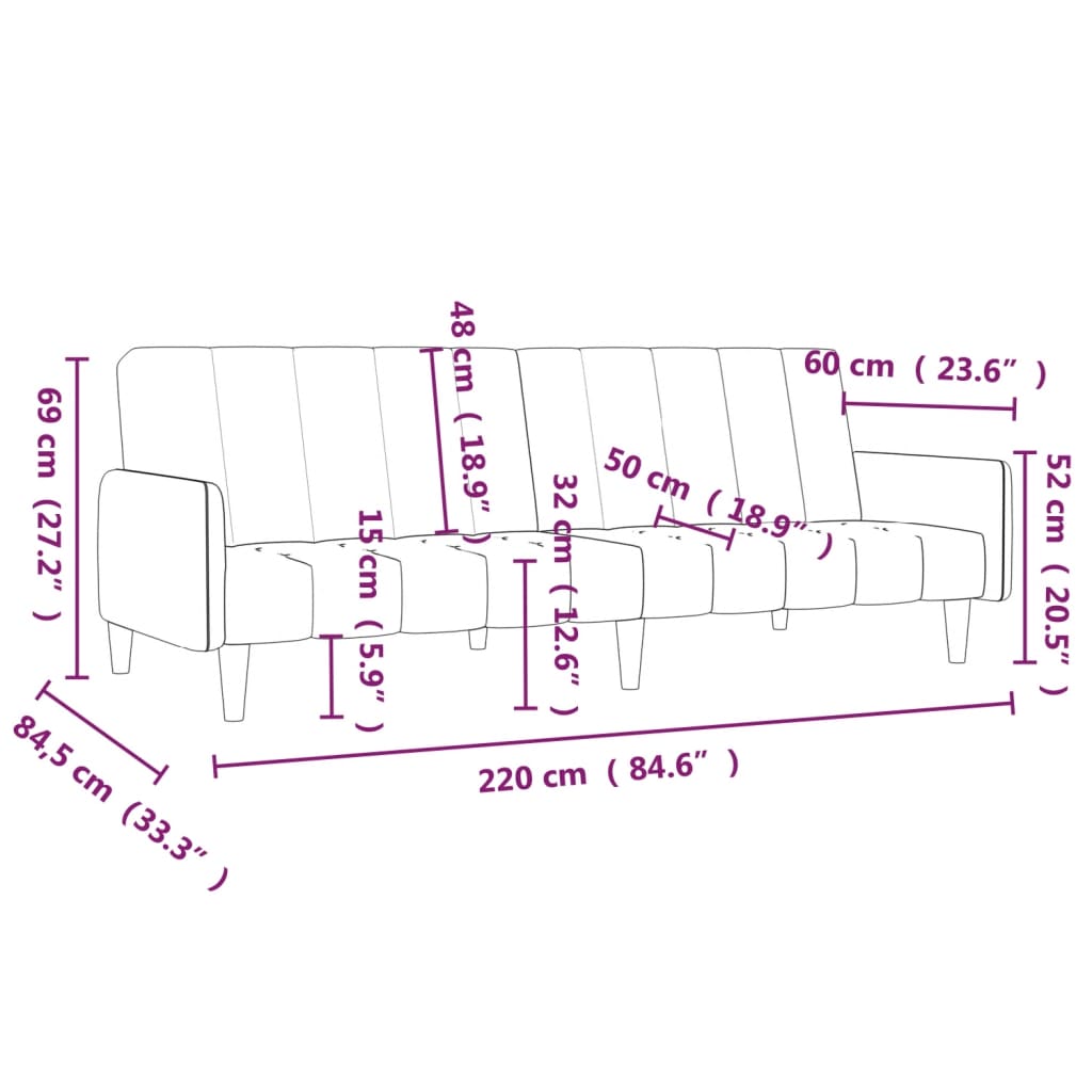 Schlafsofa 2-Sitzer Grün Stoff