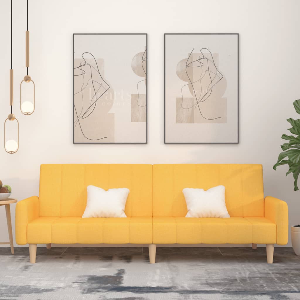 Schlafsofa 2-Sitzer Gelb Stoff