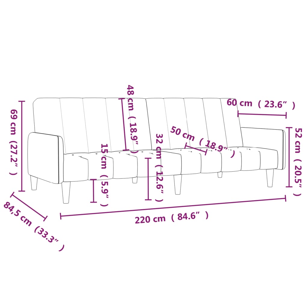 Schlafsofa 2-Sitzer Taupe Stoff