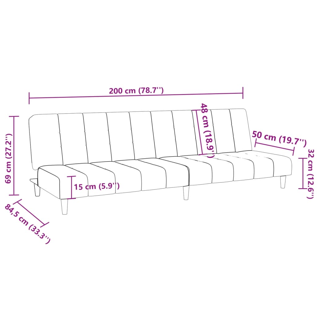 Schlafsofa 2-Sitzer Rosa Samt