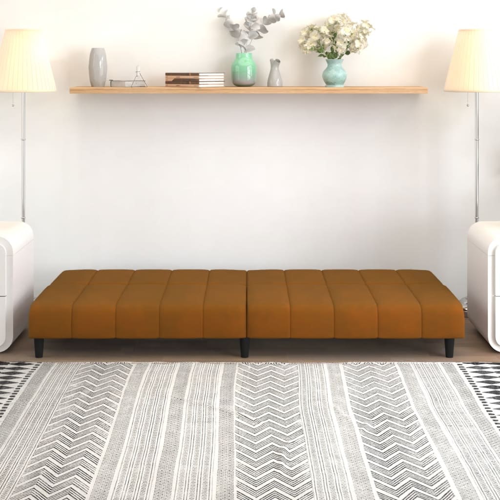 Schlafsofa 2-Sitzer Braun Samt
