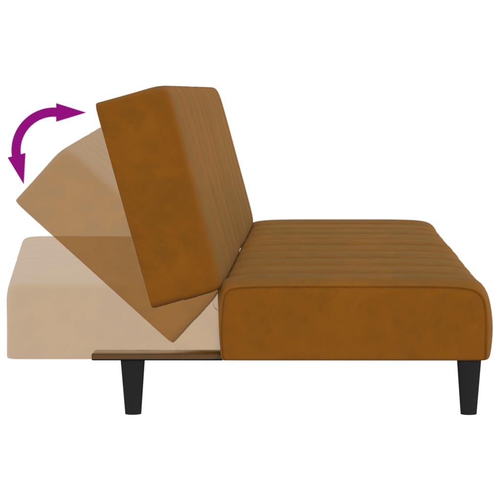 Schlafsofa 2-Sitzer Braun Samt