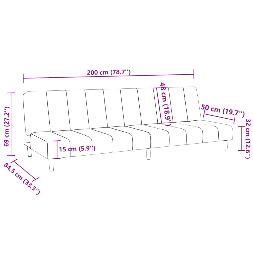 Schlafsofa 2-Sitzer Braun Samt