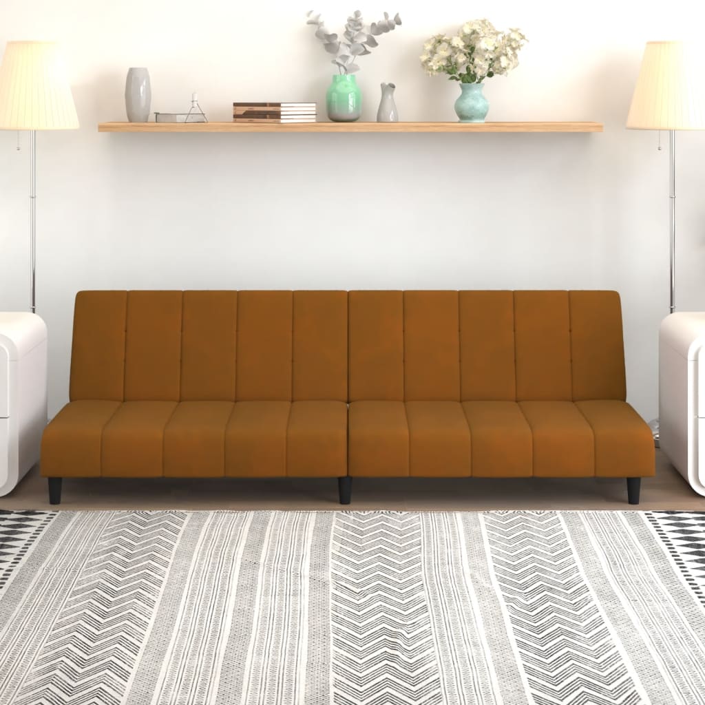 Schlafsofa 2-Sitzer Braun Samt