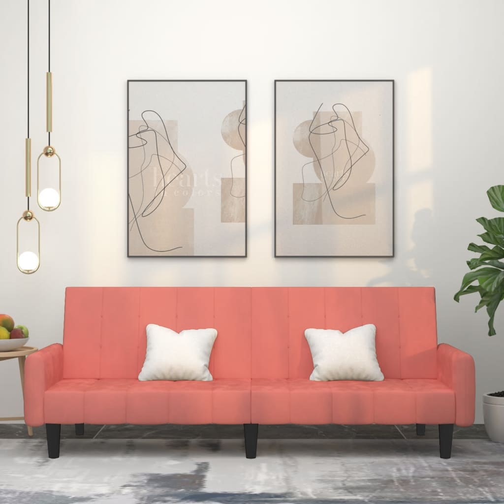 Schlafsofa 2-Sitzer Rosa Samt