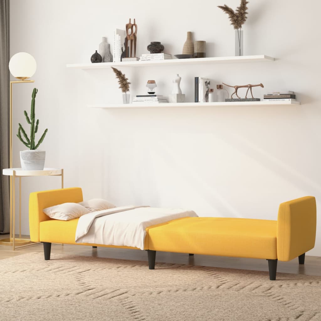 Schlafsofa 2-Sitzer Gelb Stoff