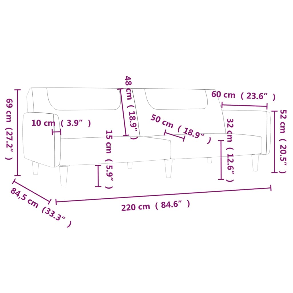Schlafsofa 2-Sitzer Gelb Stoff