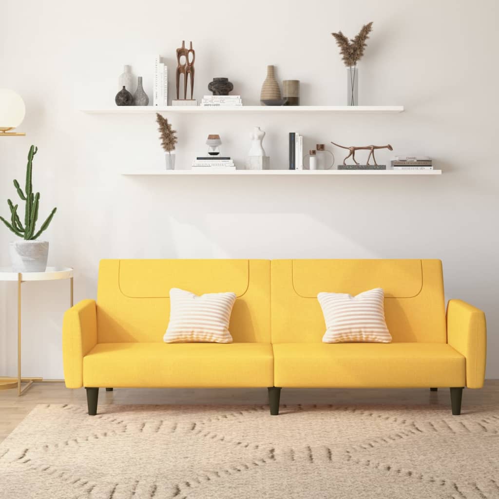Schlafsofa 2-Sitzer Gelb Stoff