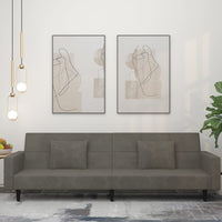 Thumbnail for Schlafsofa 2-Sitzer mit 2 Kissen Dunkelgrau Samt