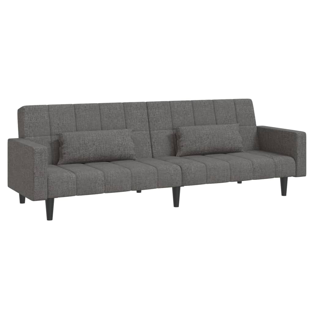 Schlafsofa 2-Sitzer mit 2 Kissen Hellgrau Stoff