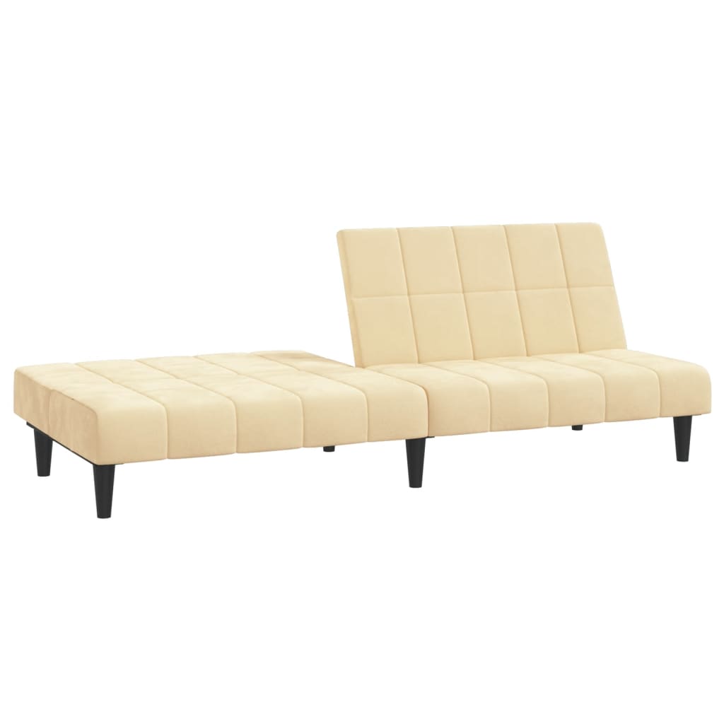 Schlafsofa 2-Sitzer Creme Samt