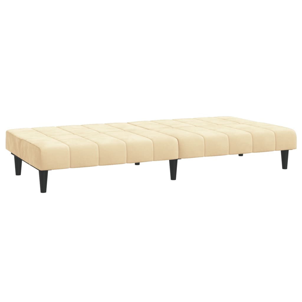 Schlafsofa 2-Sitzer Creme Samt