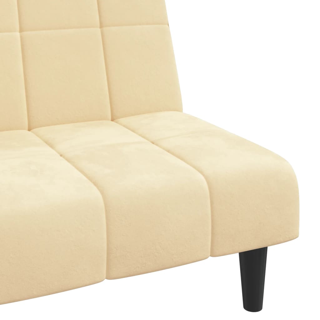 Schlafsofa 2-Sitzer Creme Samt