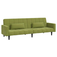 Thumbnail for Schlafsofa 2-Sitzer mit 2 Kissen Hellgrün Samt