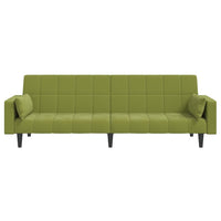 Thumbnail for Schlafsofa 2-Sitzer mit 2 Kissen Hellgrün Samt