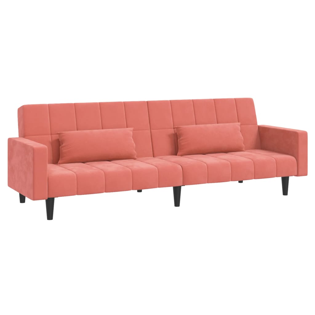 Schlafsofa 2-Sitzer mit 2 Kissen Rosa Samt