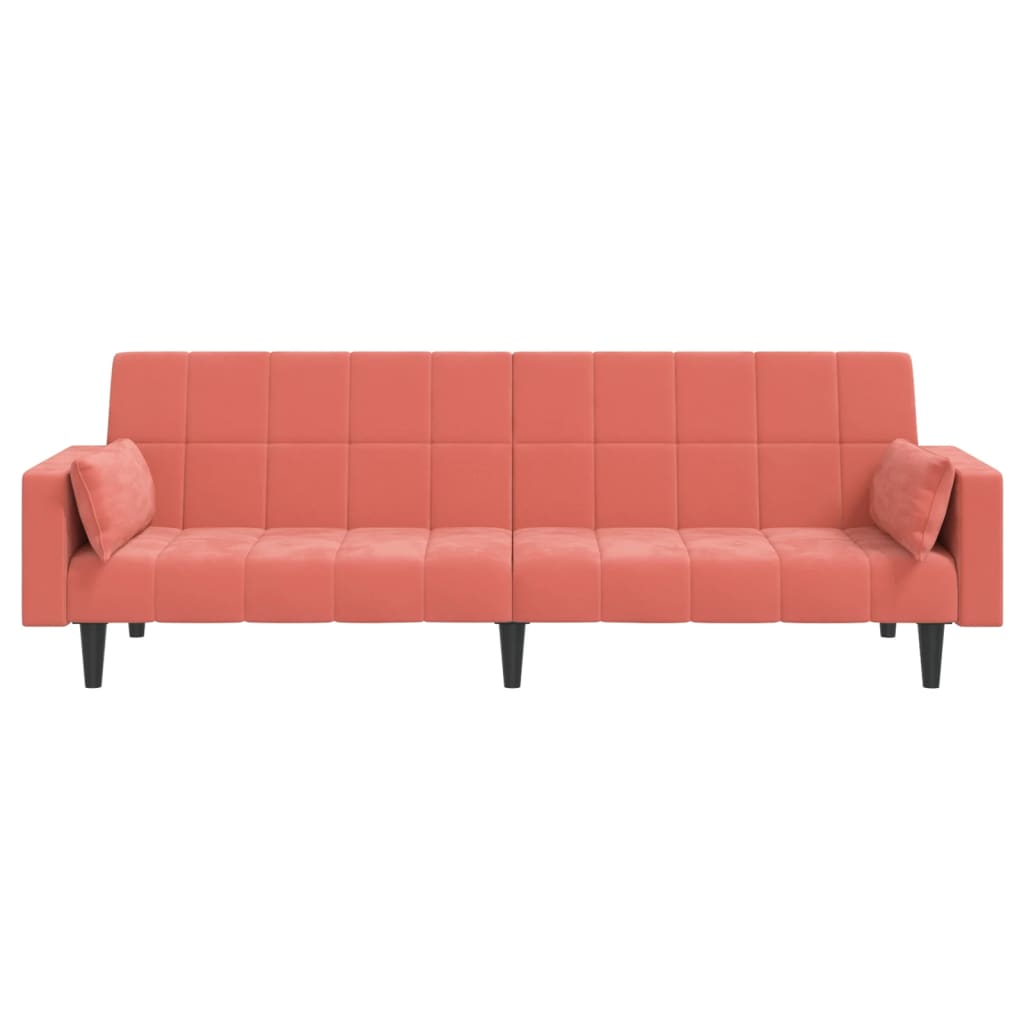Schlafsofa 2-Sitzer mit 2 Kissen Rosa Samt