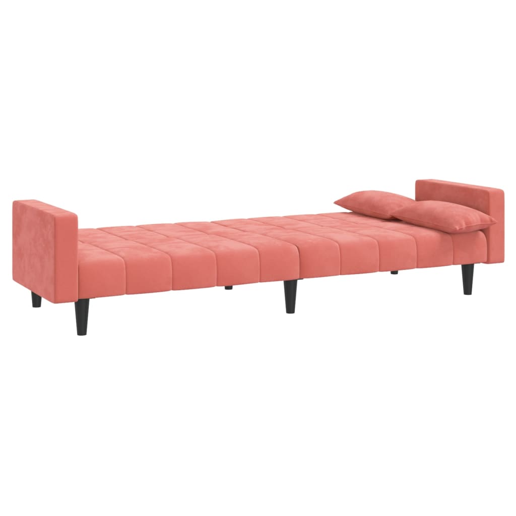 Schlafsofa 2-Sitzer mit 2 Kissen Rosa Samt