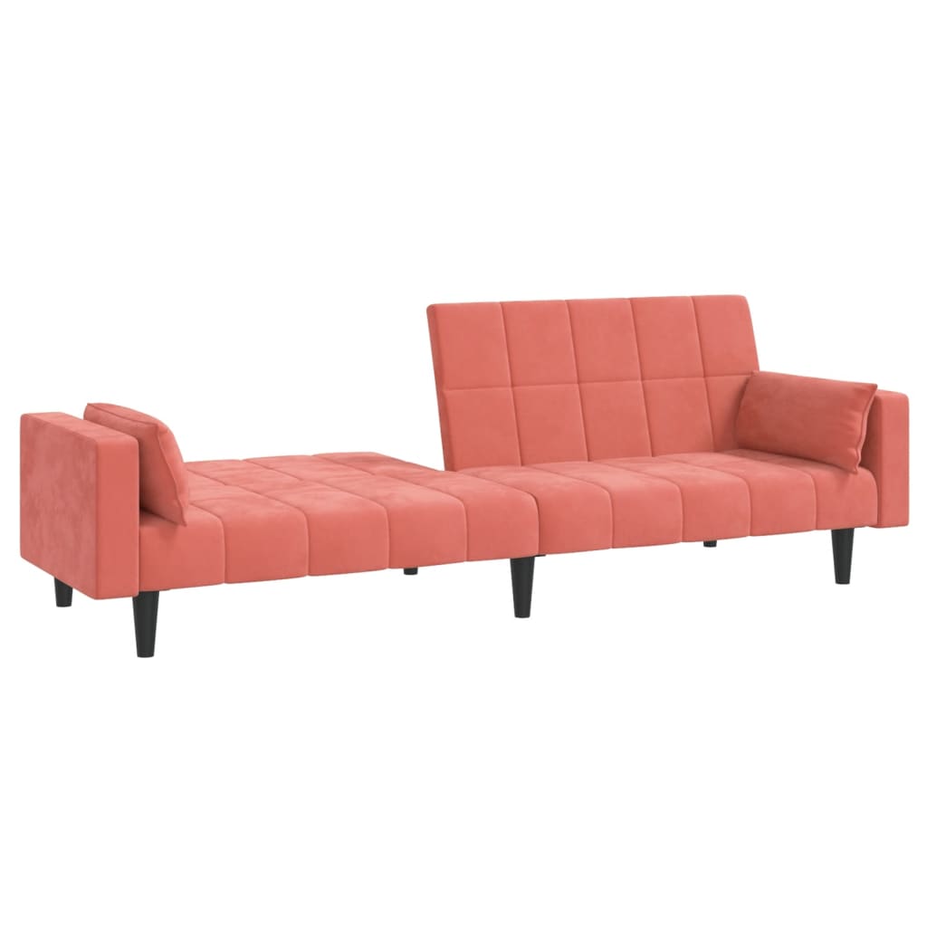 Schlafsofa 2-Sitzer mit 2 Kissen Rosa Samt
