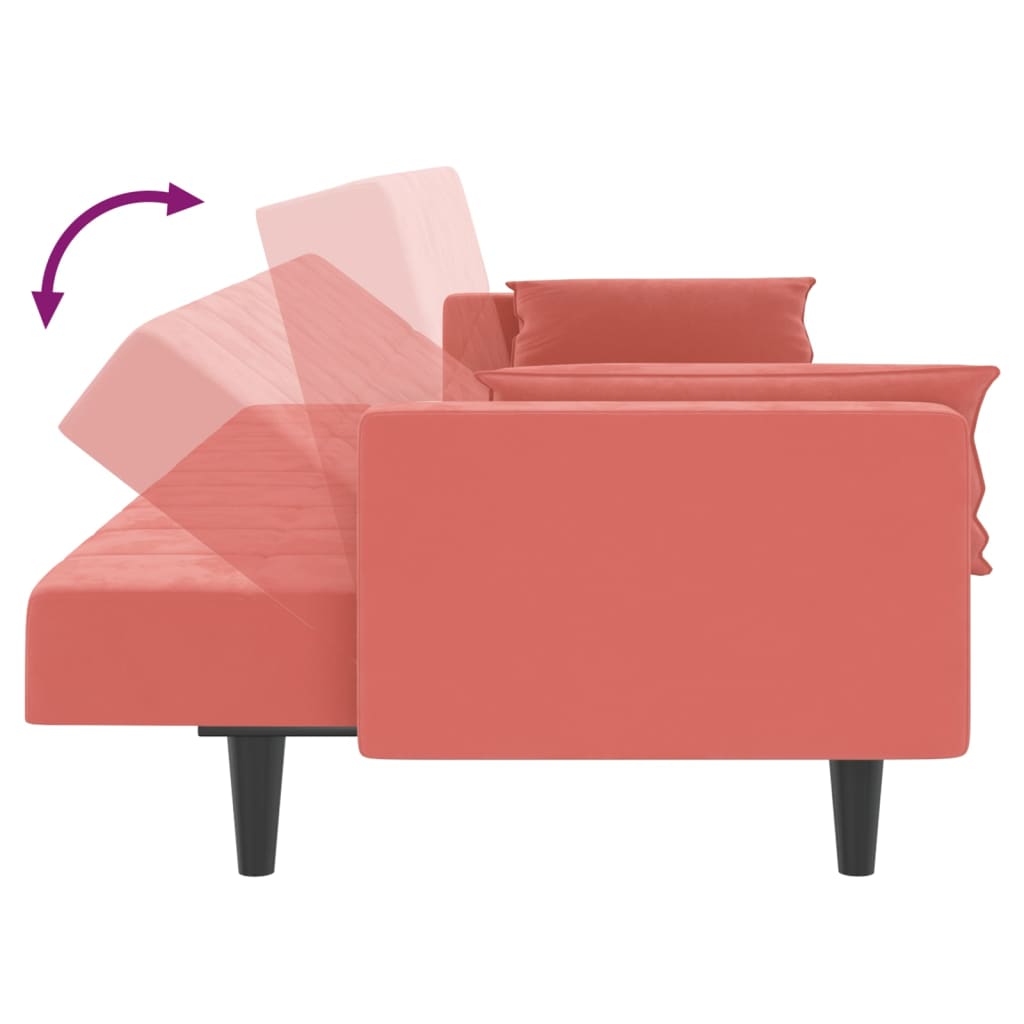 Schlafsofa 2-Sitzer mit 2 Kissen Rosa Samt