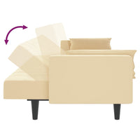 Thumbnail for Schlafsofa 2-Sitzer mit 2 Kissen Creme Samt