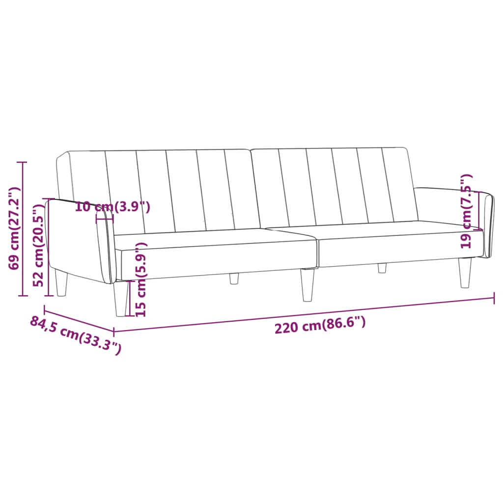 Schlafsofa 2-Sitzer Braun Stoff