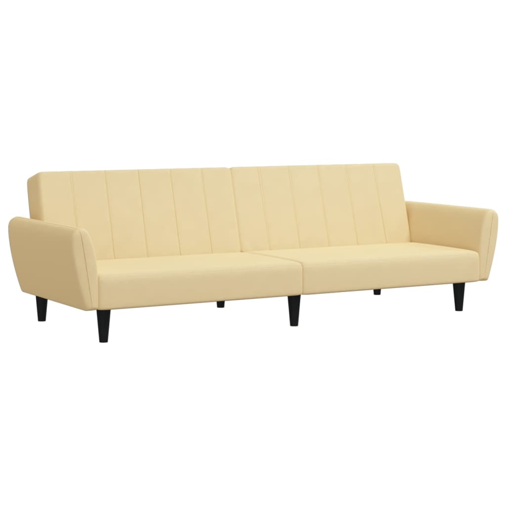 Schlafsofa 2-Sitzer Creme Samt