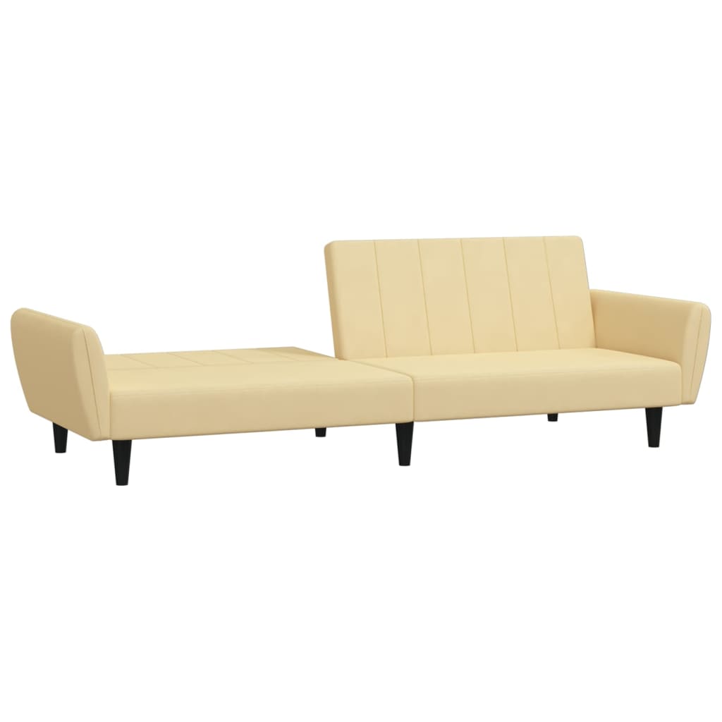 Schlafsofa 2-Sitzer Creme Samt