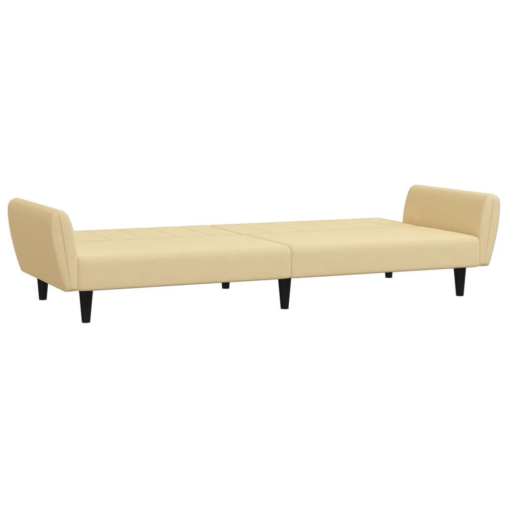 Schlafsofa 2-Sitzer Creme Samt