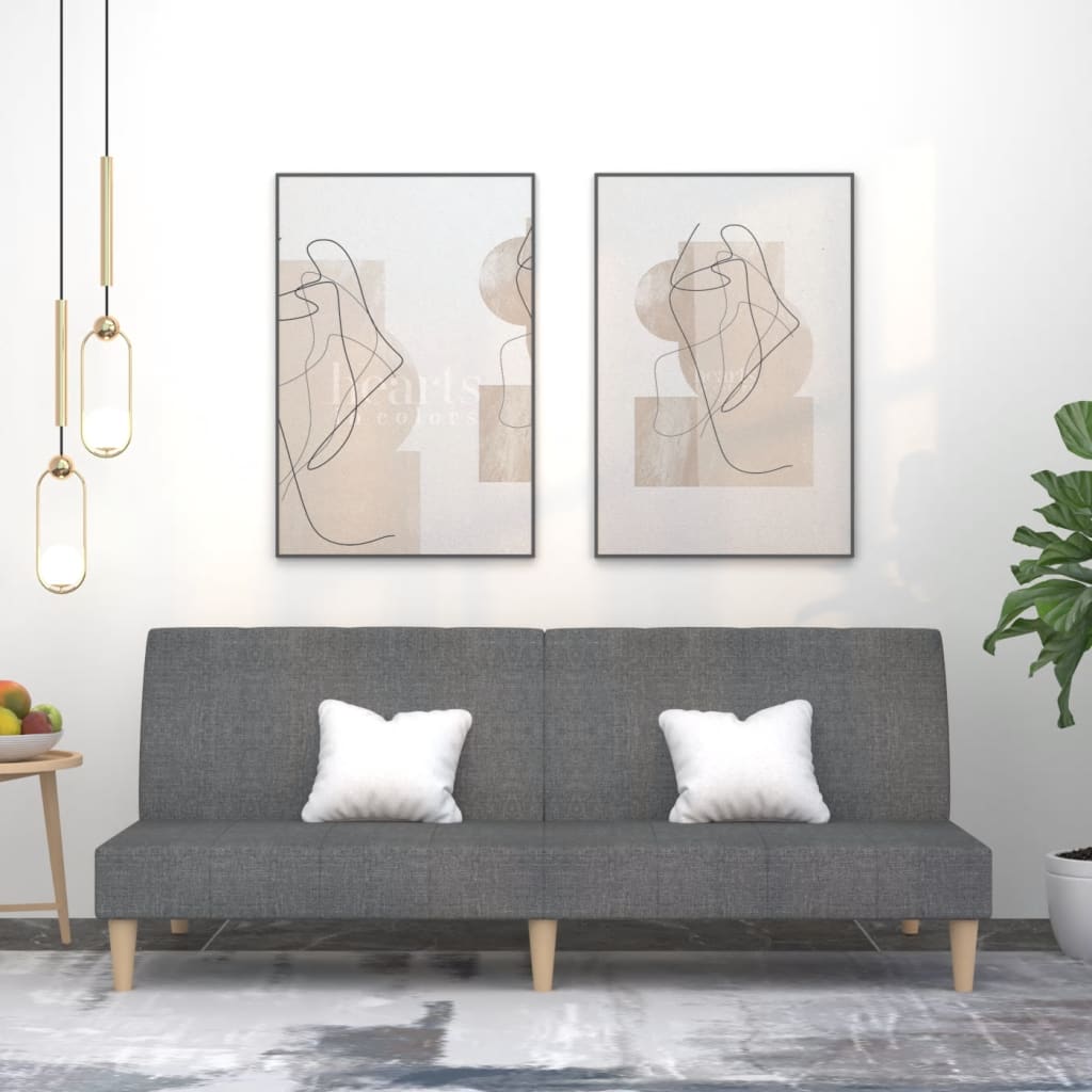 Schlafsofa 2-Sitzer Hellgrau Stoff