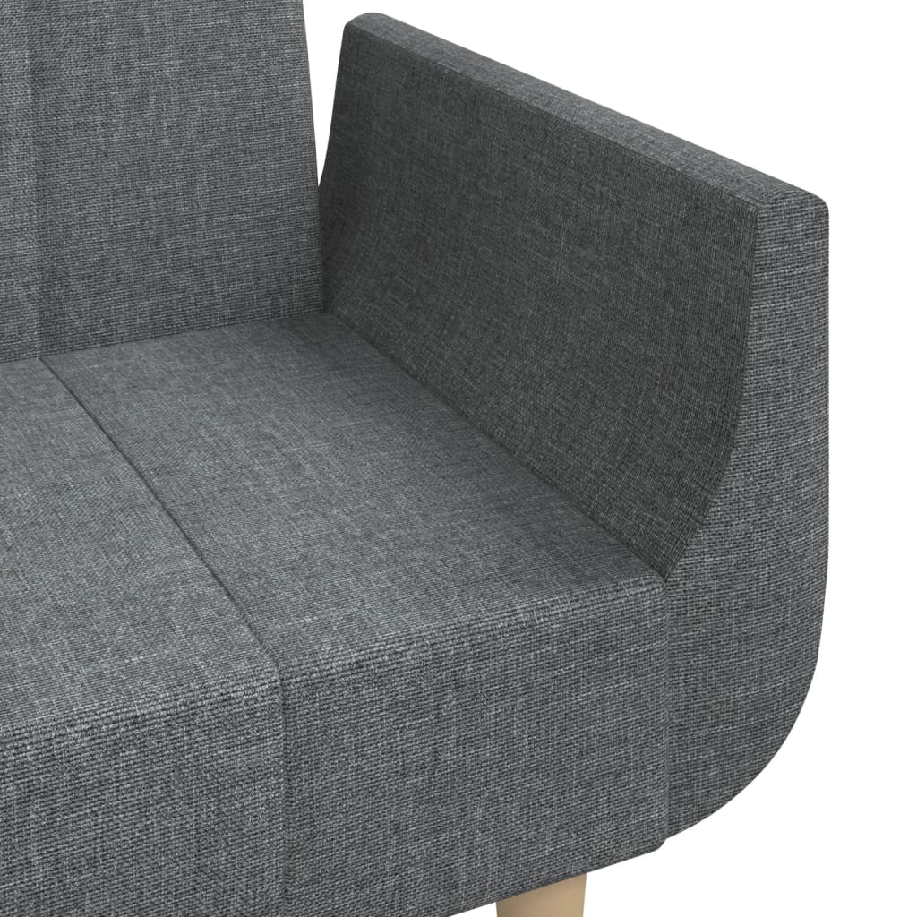 Schlafsofa 2-Sitzer mit 2 Kissen Hellgrau Stoff