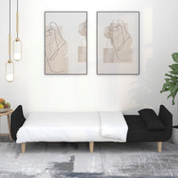 Thumbnail for Schlafsofa 2-Sitzer mit 2 Kissen Schwarz Stoff