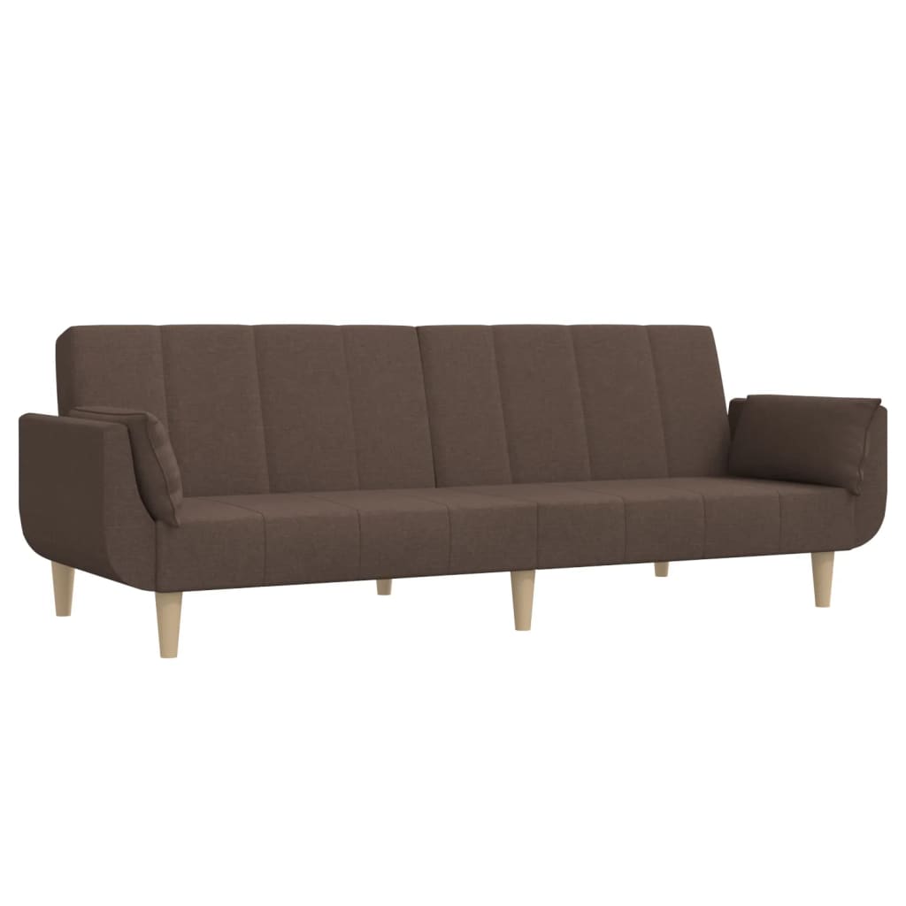 Schlafsofa 2-Sitzer mit 2 Kissen Taupe Stoff