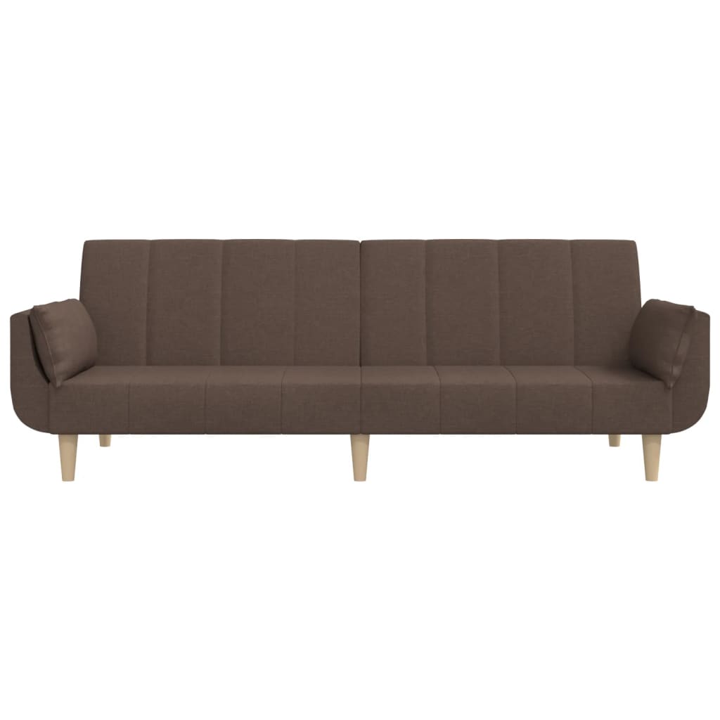 Schlafsofa 2-Sitzer mit 2 Kissen Taupe Stoff