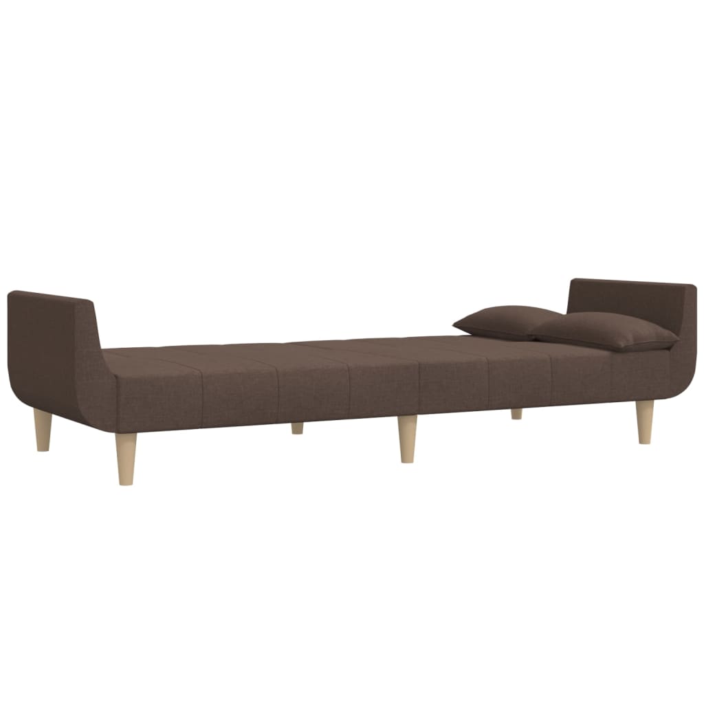 Schlafsofa 2-Sitzer mit 2 Kissen Taupe Stoff