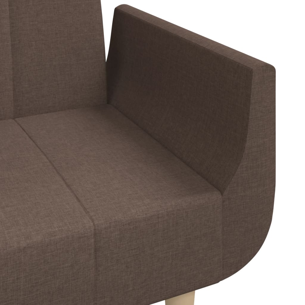 Schlafsofa 2-Sitzer mit 2 Kissen Taupe Stoff