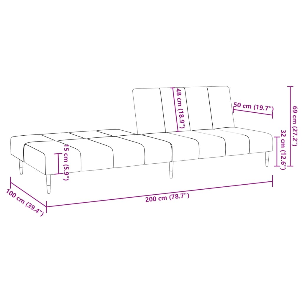Schlafsofa 2-Sitzer Hellgrau Samt