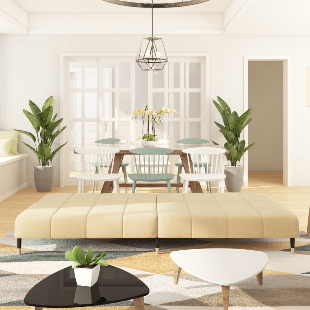 Schlafsofa 2-Sitzer Creme Samt