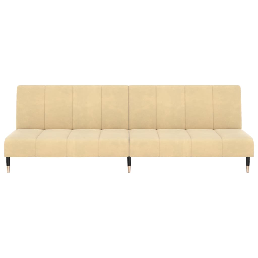 Schlafsofa 2-Sitzer Creme Samt