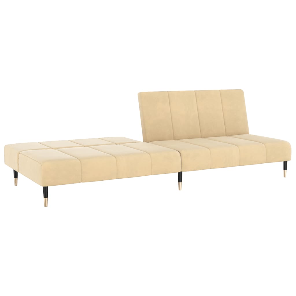 Schlafsofa 2-Sitzer Creme Samt