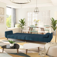 Thumbnail for Schlafsofa 2-Sitzer mit 2 Kissen Blau Samt