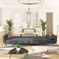 Thumbnail for Schlafsofa 2-Sitzer mit 2 Kissen Dunkelgrau Samt